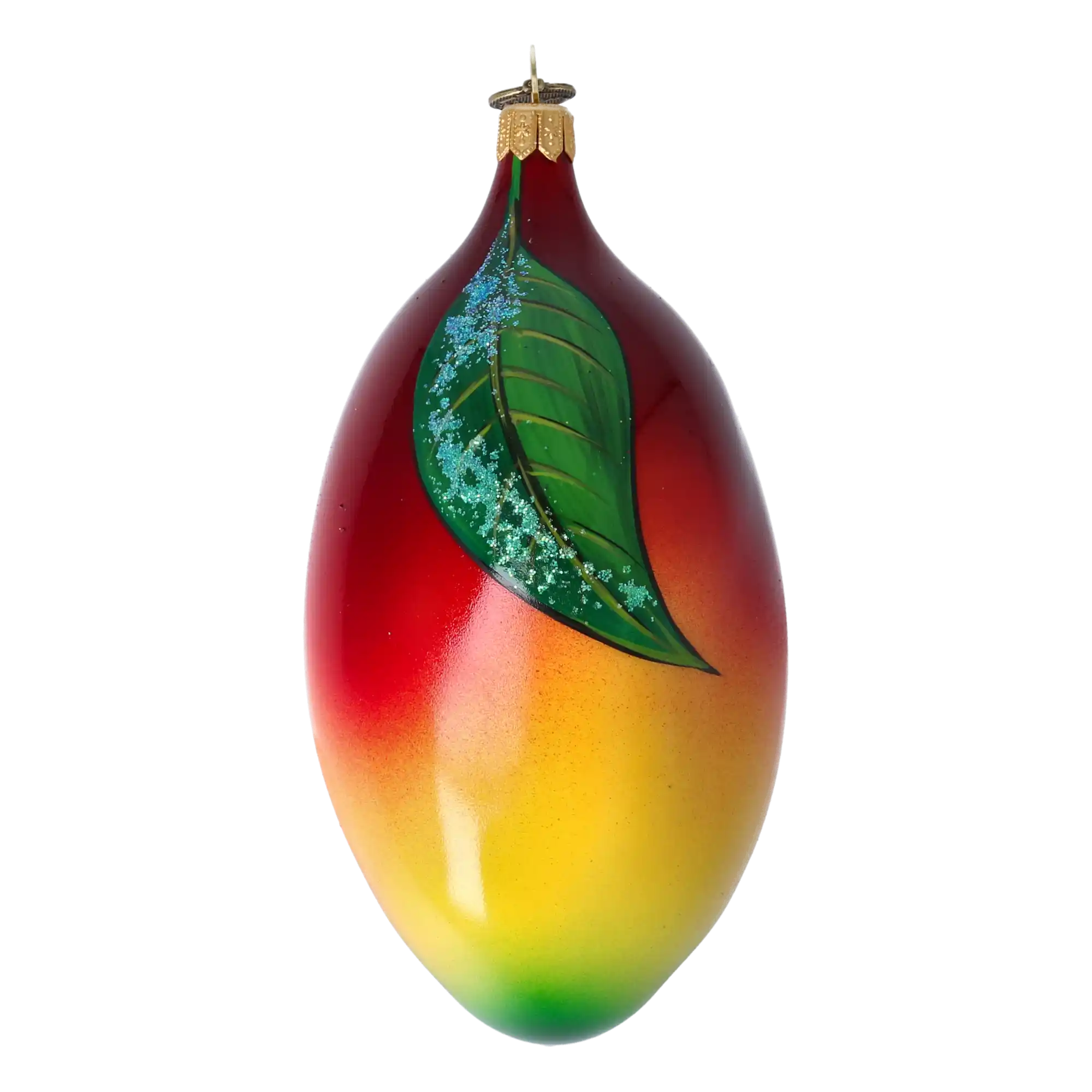 Exotic Mango. Handmade Glass Christmas ornament.