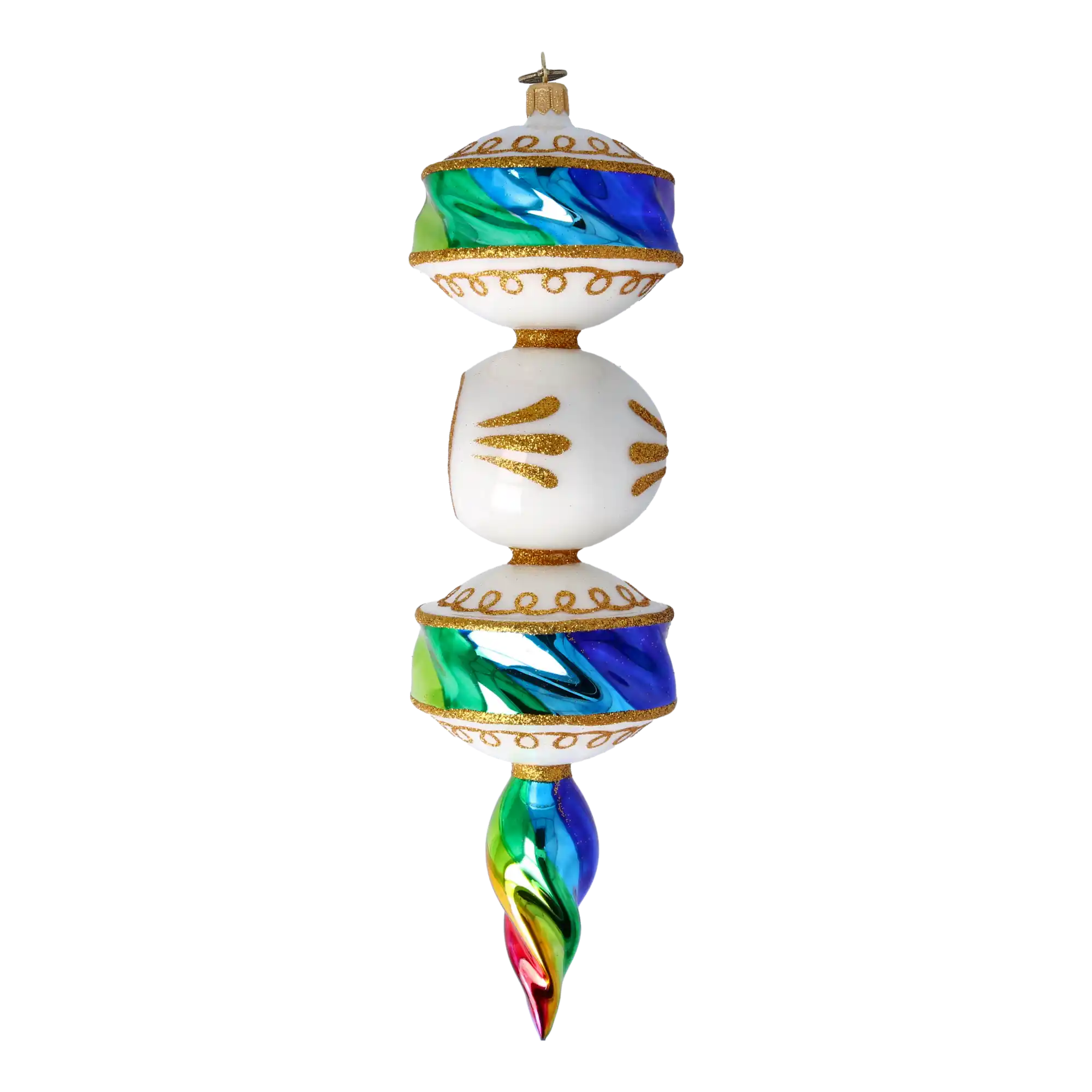 Rainbow Prism Drop Handmade Glass Christmas ornament