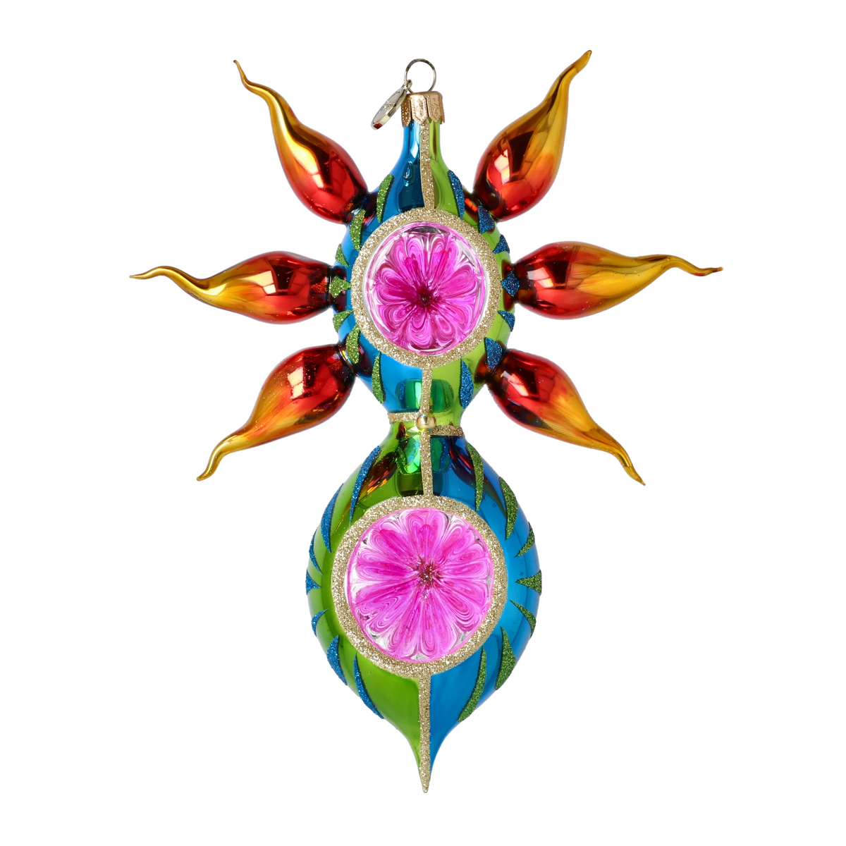 Vivid Solstice Pulse | Hand-Painted Glass Ornament | Blubom 2022-259