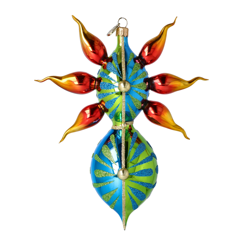 Vivid Solstice Pulse | Hand-Painted Glass Ornament | Blubom 2022-259