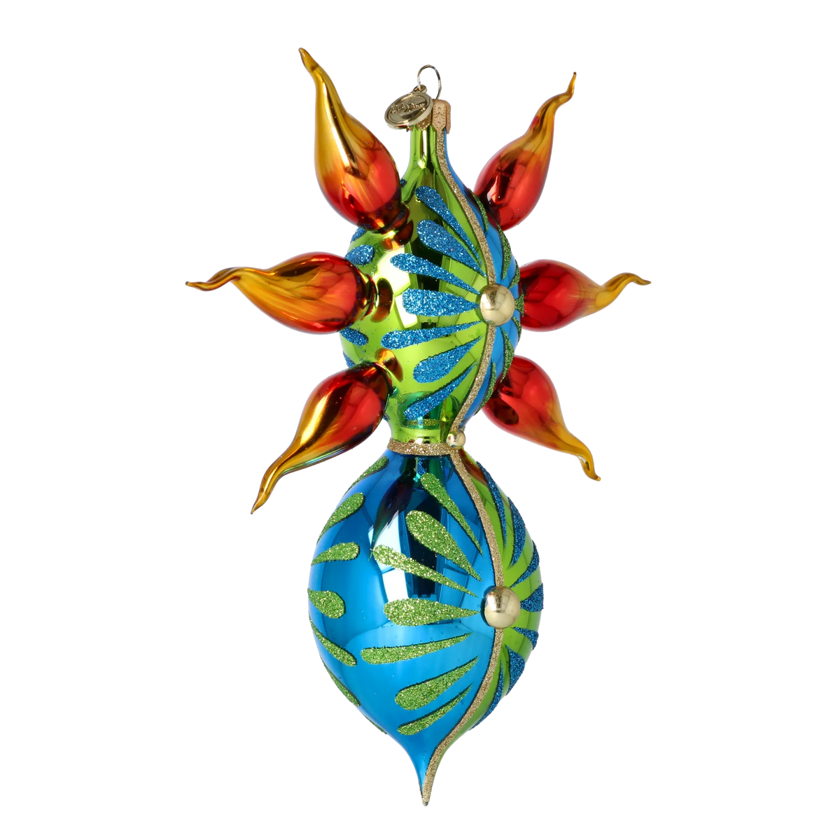 Vivid Solstice Pulse | Hand-Painted Glass Ornament | Blubom 2022-259