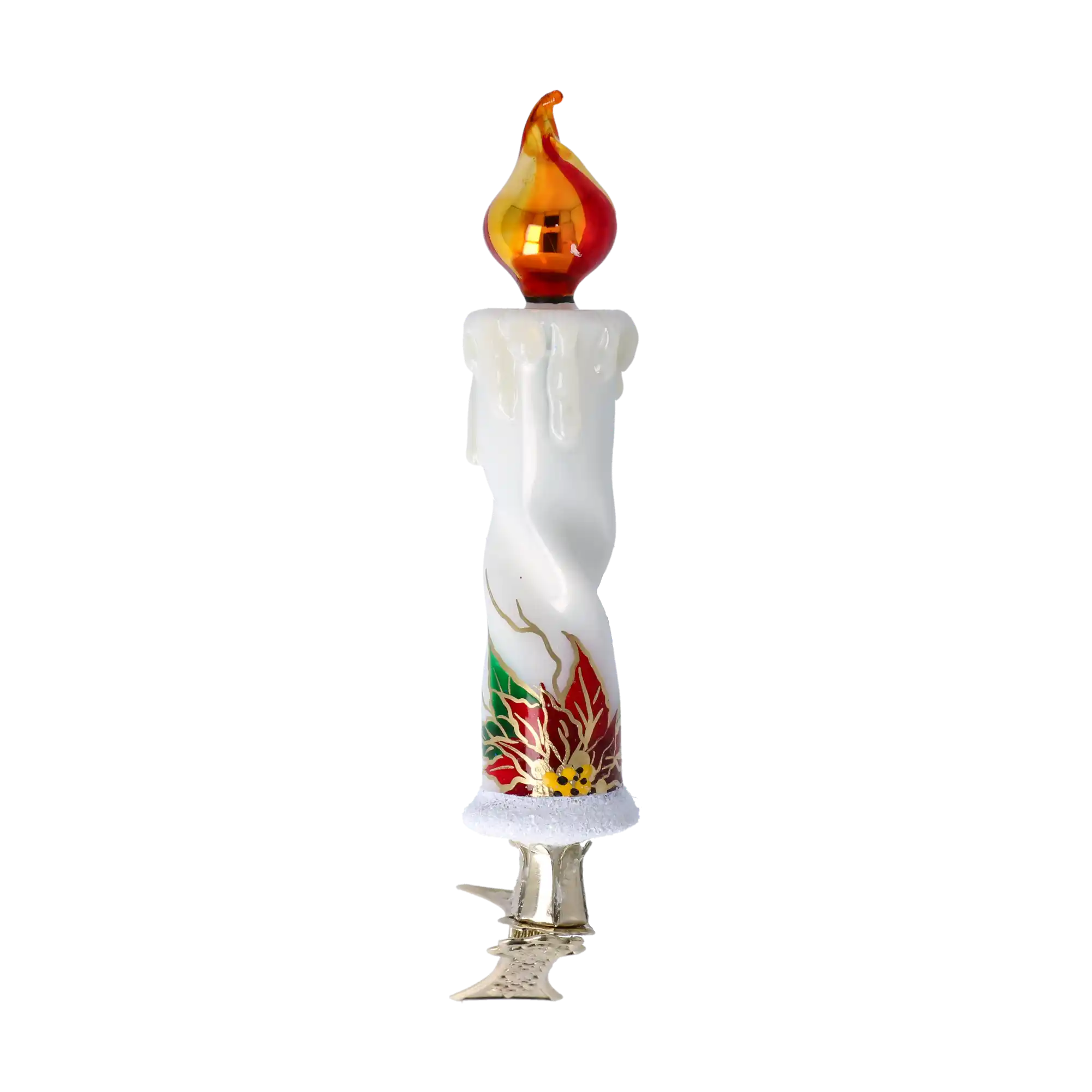 Poinsettia Flame Candle Handmade Glass Christmas ornaments