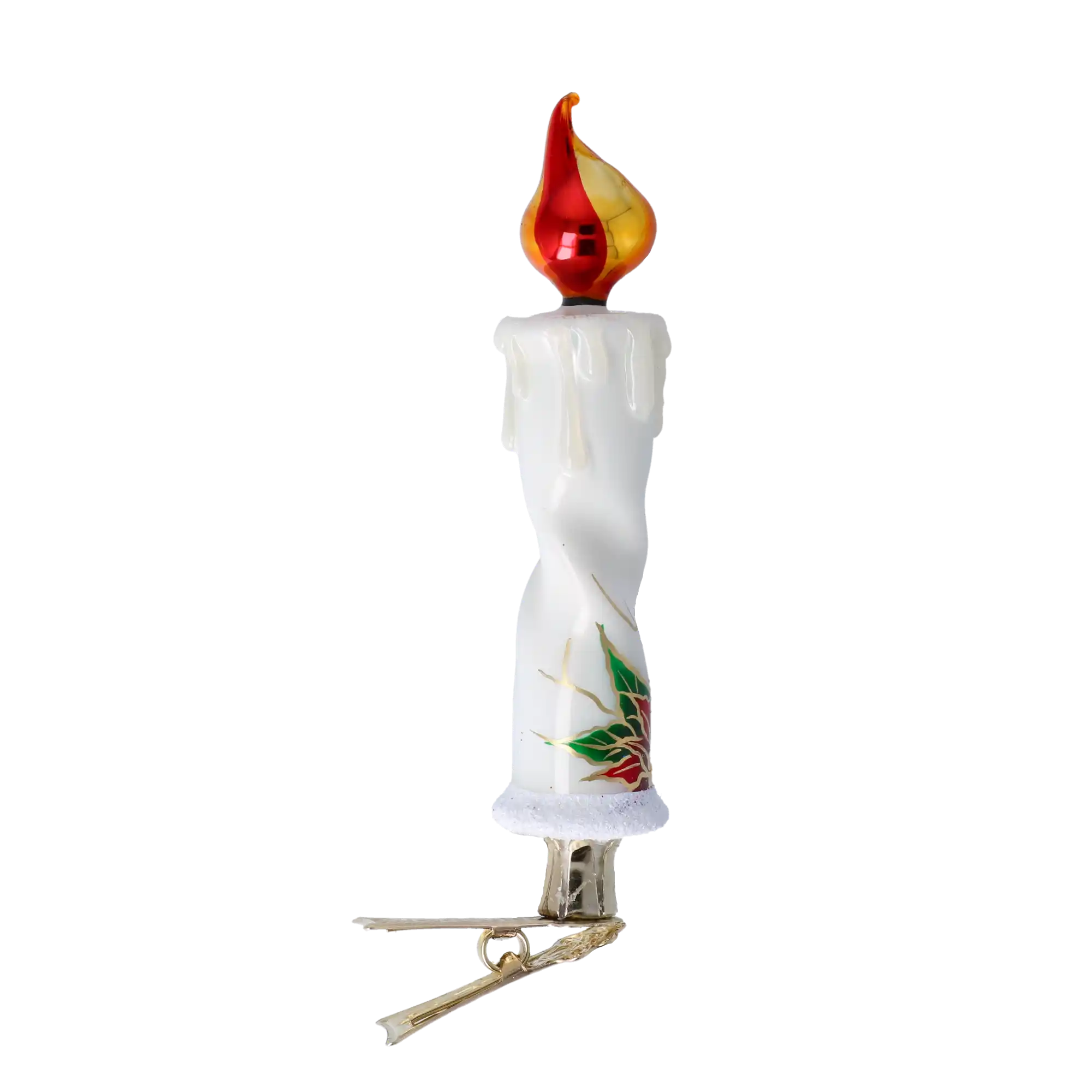 Poinsettia Flame Candle Handmade Glass Christmas ornaments
