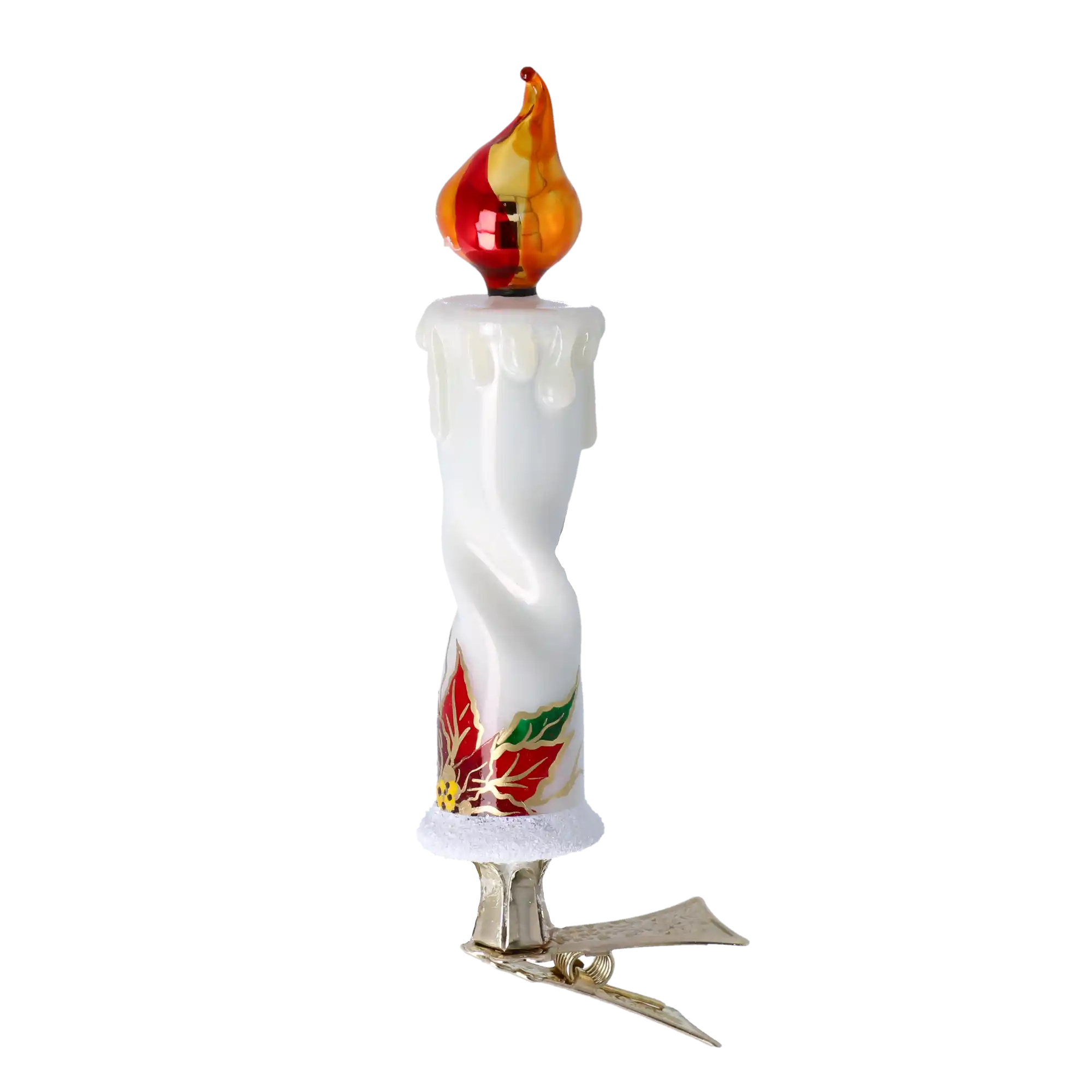 Poinsettia Flame Candle Handmade Glass Christmas ornaments