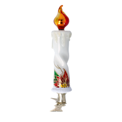 Clip-On Candle in White Poinsettia