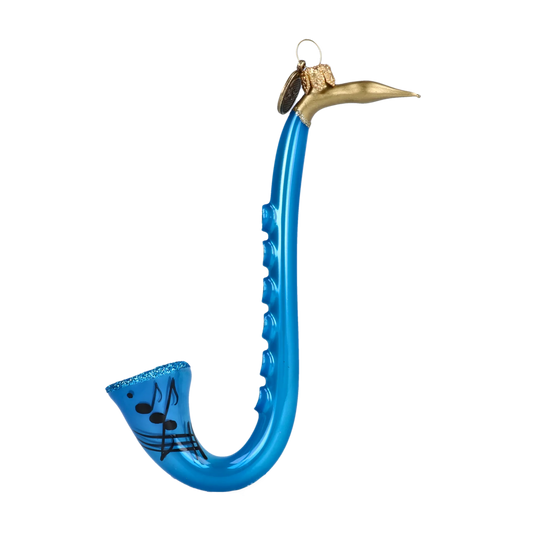 Azure Blue Saxophone Premium christmas glass ornament 2022-287
