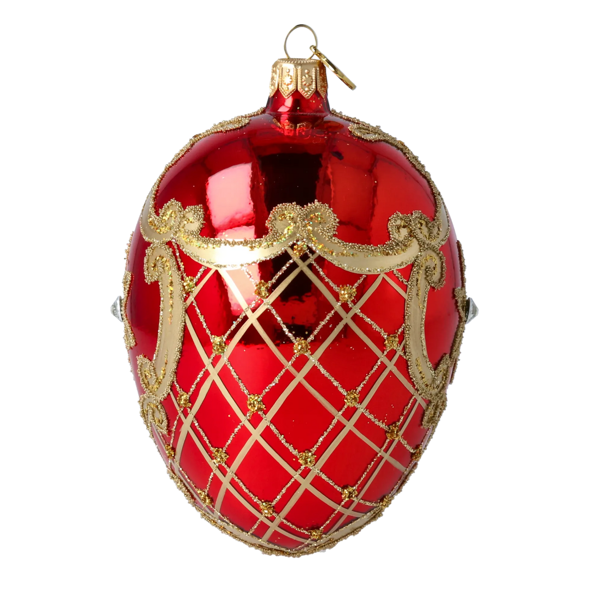 Scarlet Sovereign Reverie | Hand-Painted Glass Ornament | Blubom 2022-287