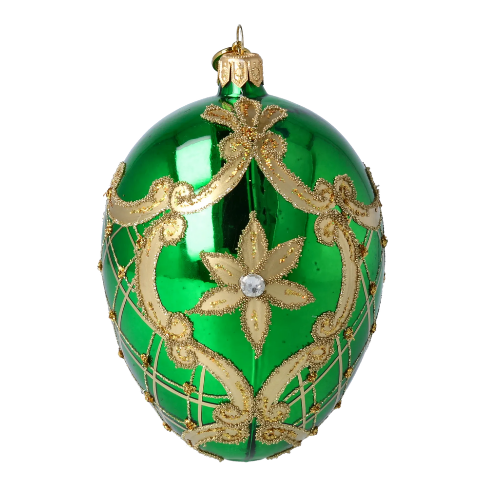 Emerald Sovereign Solstice | Hand-Painted Glass Ornament | Blubom 2022-288