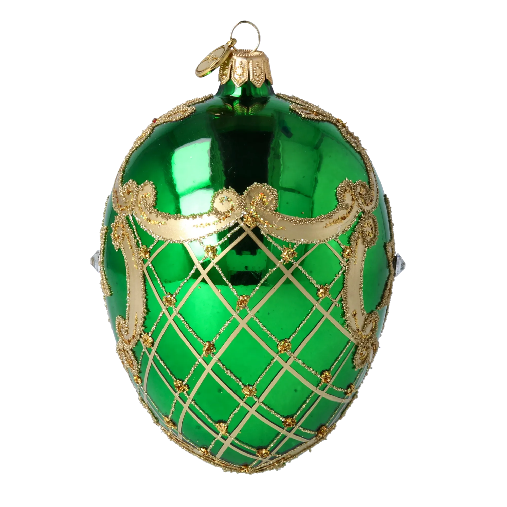 Emerald Sovereign Solstice | Hand-Painted Glass Ornament | Blubom 2022-288