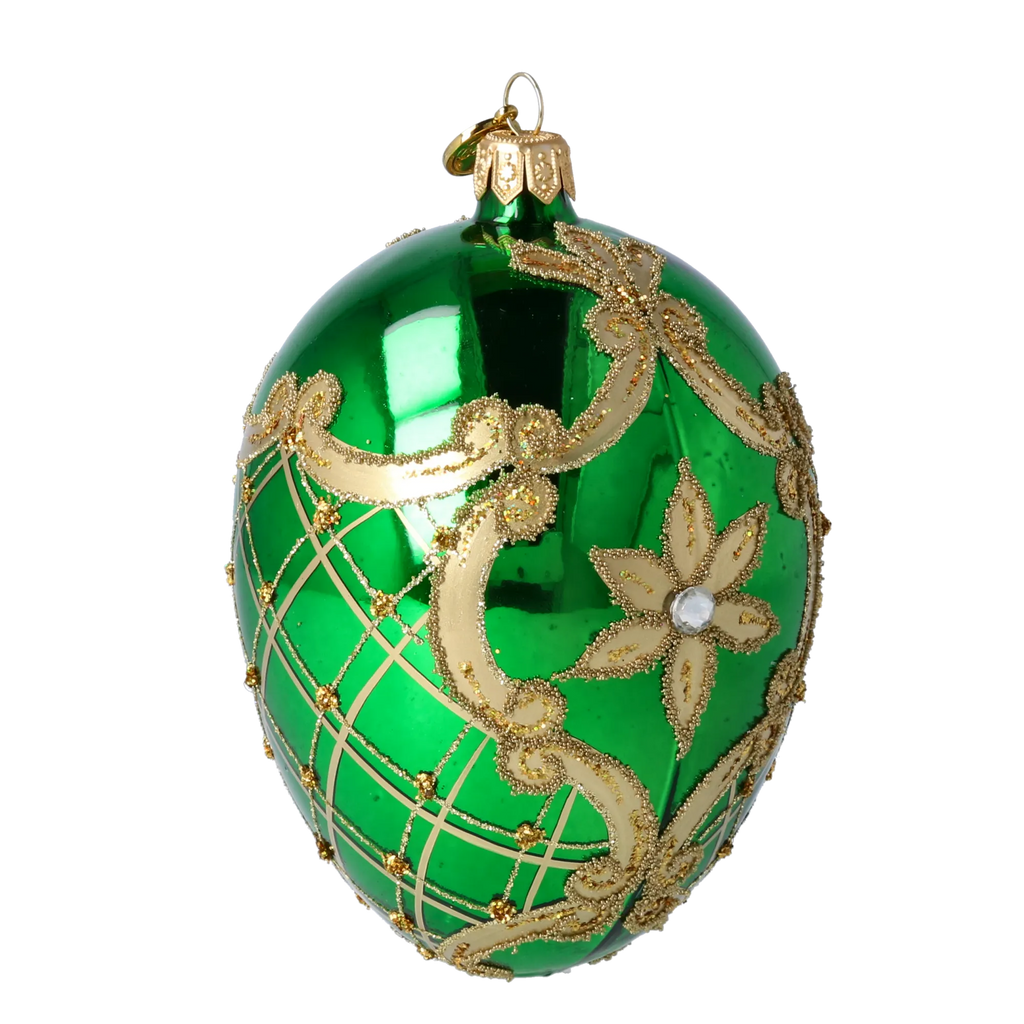 Emerald Sovereign Solstice | Hand-Painted Glass Ornament | Blubom 2022-288