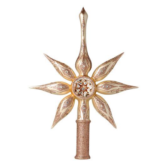 Spitz Champagne Star. Handmade Glass Christmas ornament. 2022-300