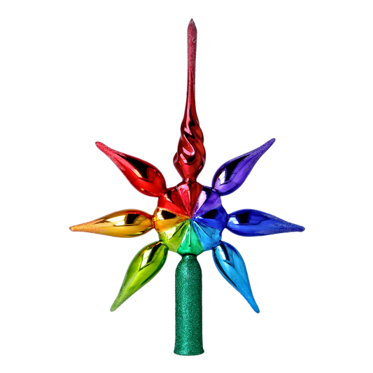 Rainbow star. Handmade Glass Christmas ornament. 2022-302