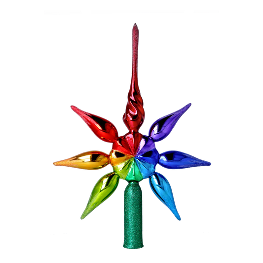 Rainbow star. Handmade Glass Christmas ornament. 2022-302