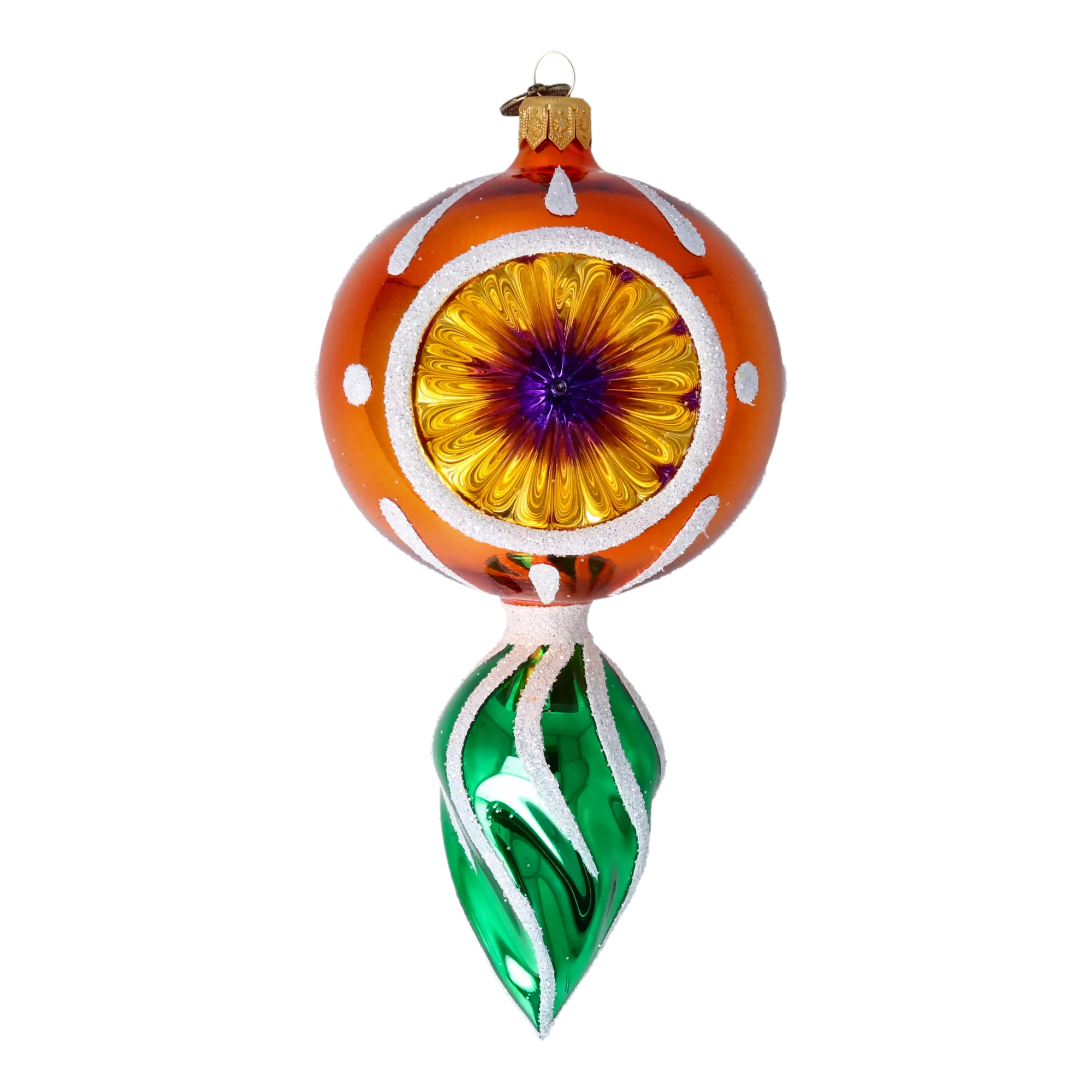 Saffron Aurora Echo | Hand-Painted Glass Ornament | Blubom 2022-313