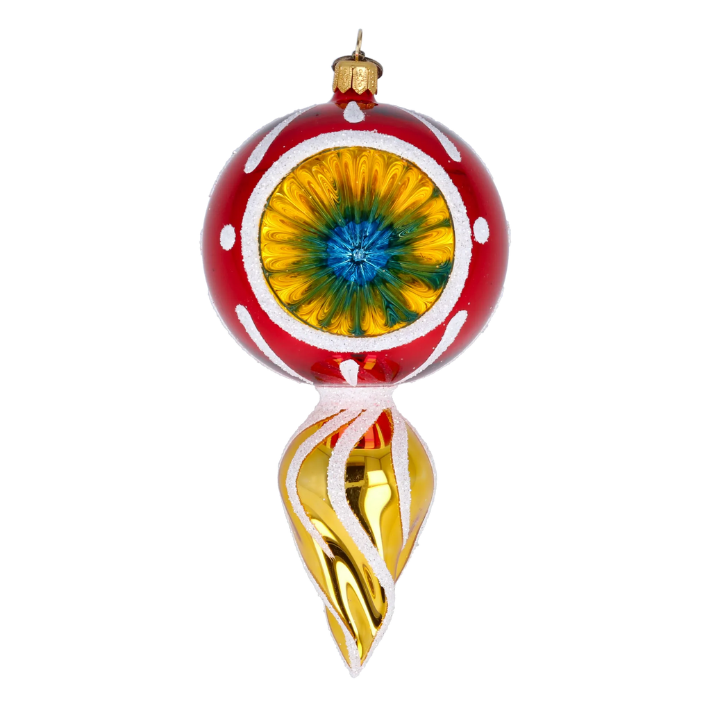 Scarlet Solar Echo | Hand-Painted Glass Ornament | Blubom 2022-314