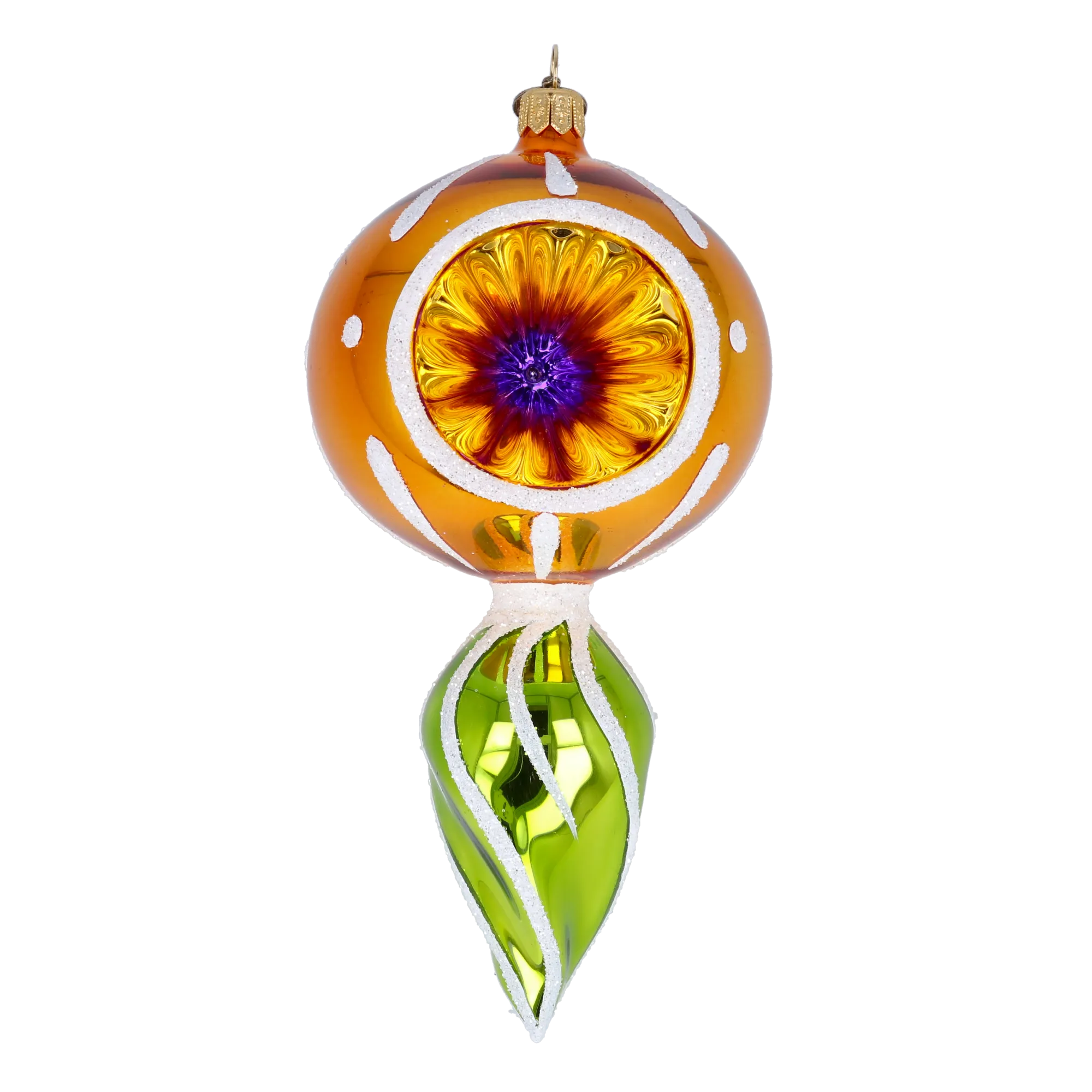 Saffron Zenith Echo | Hand-Painted Glass Ornament | Blubom 2022-317