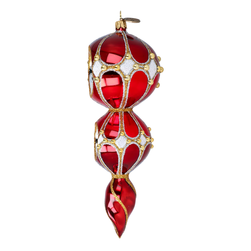 Ruby Solstice Echo | Hand-Painted Glass Ornament | Blubom 2022-327