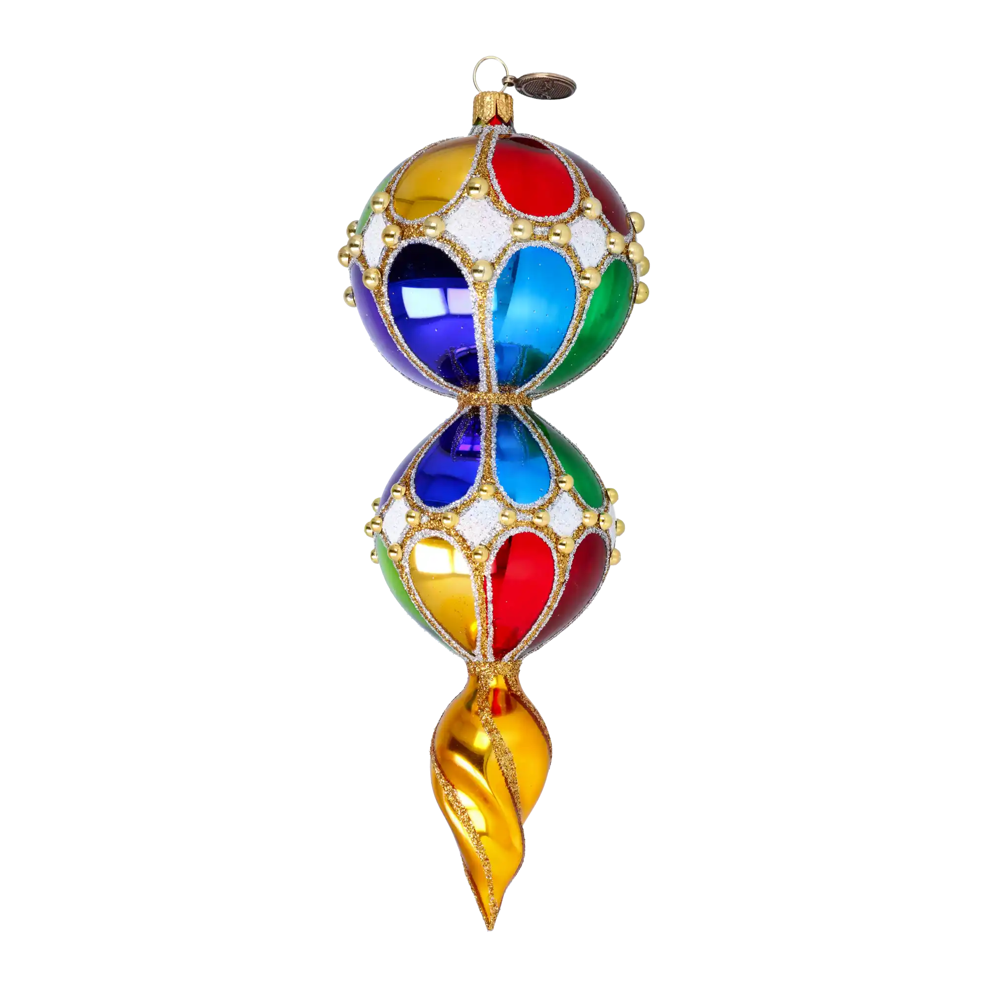 Harlequin Glow Handmade Glass Christmas ornament Retro Glass Reflector Ornament