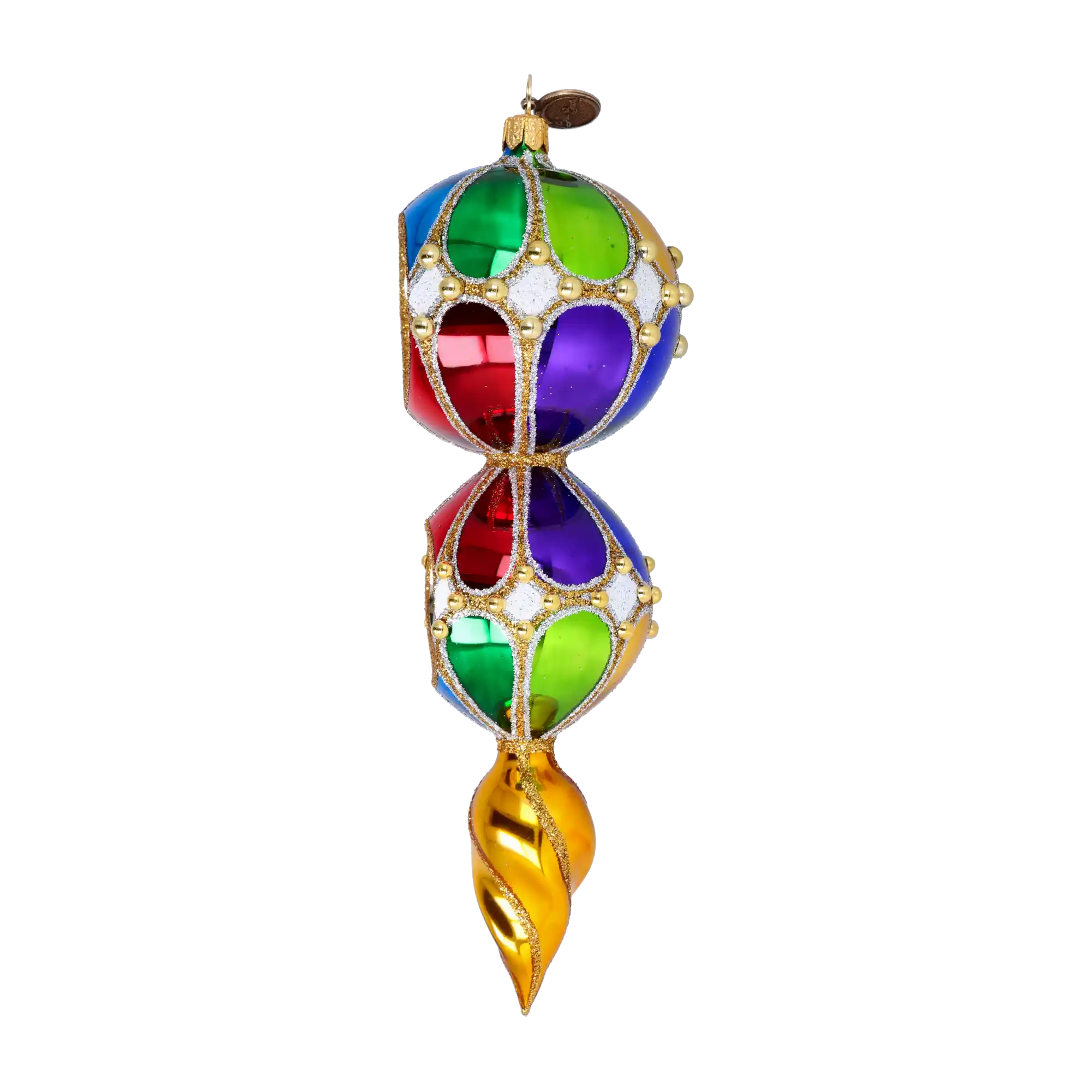 Harlequin Glow Handmade Glass Christmas ornament Retro Glass Reflector Ornament