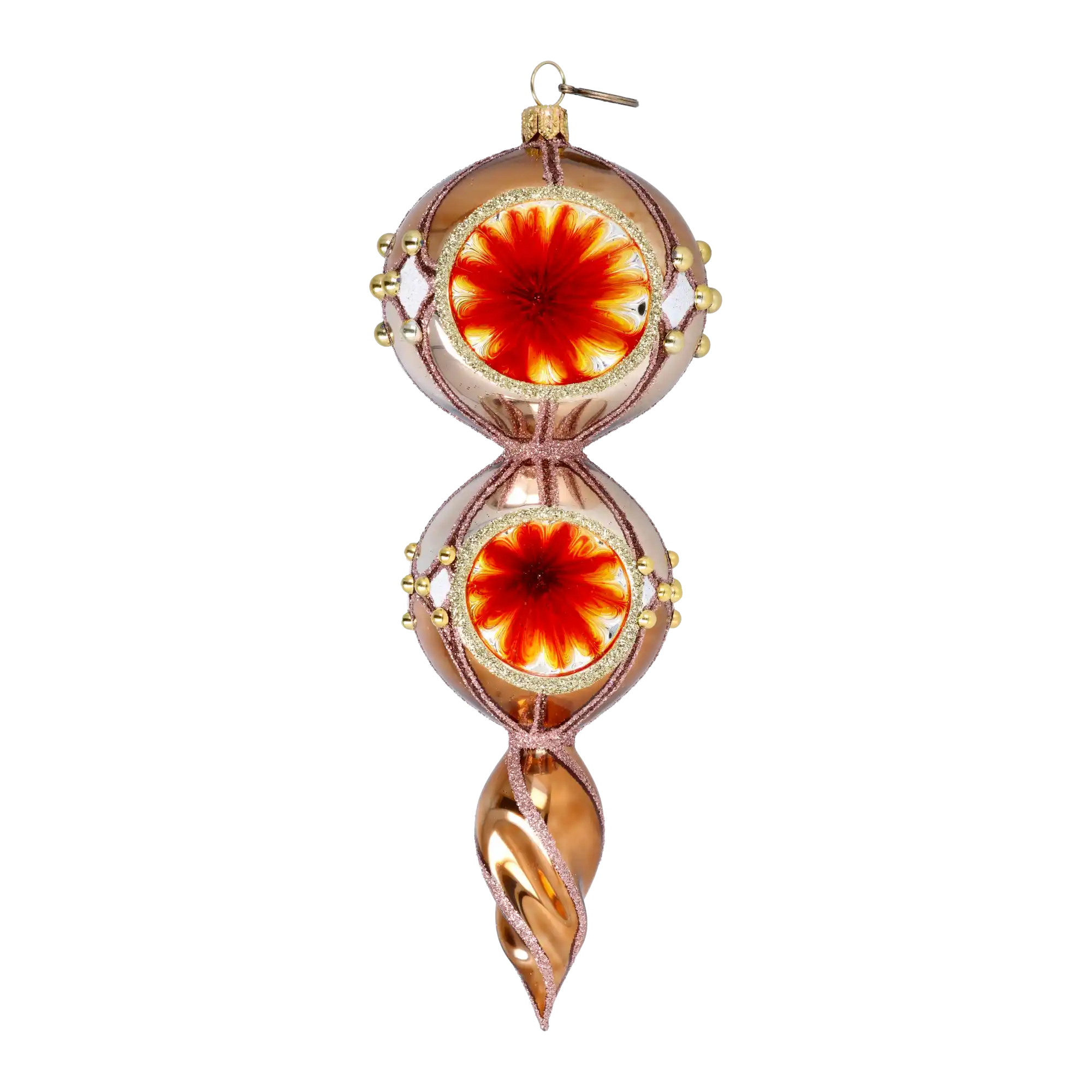 Golden Amber Handmade Glass Christmas ornament Retro Glass Reflector Ornament