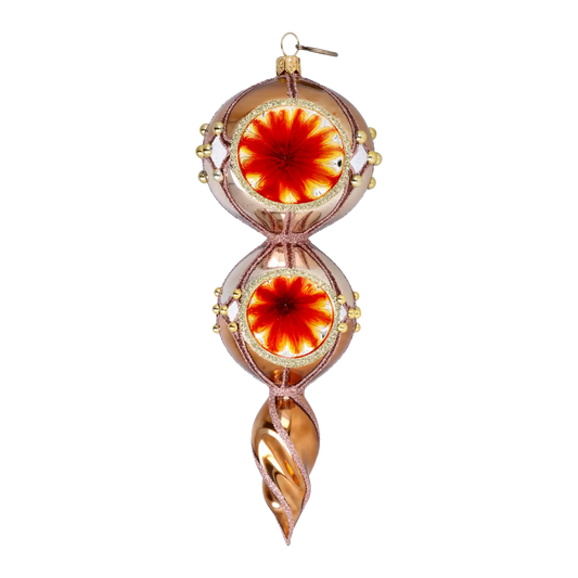 Golden Amber Handmade Glass Christmas ornament Retro Glass Reflector Ornament