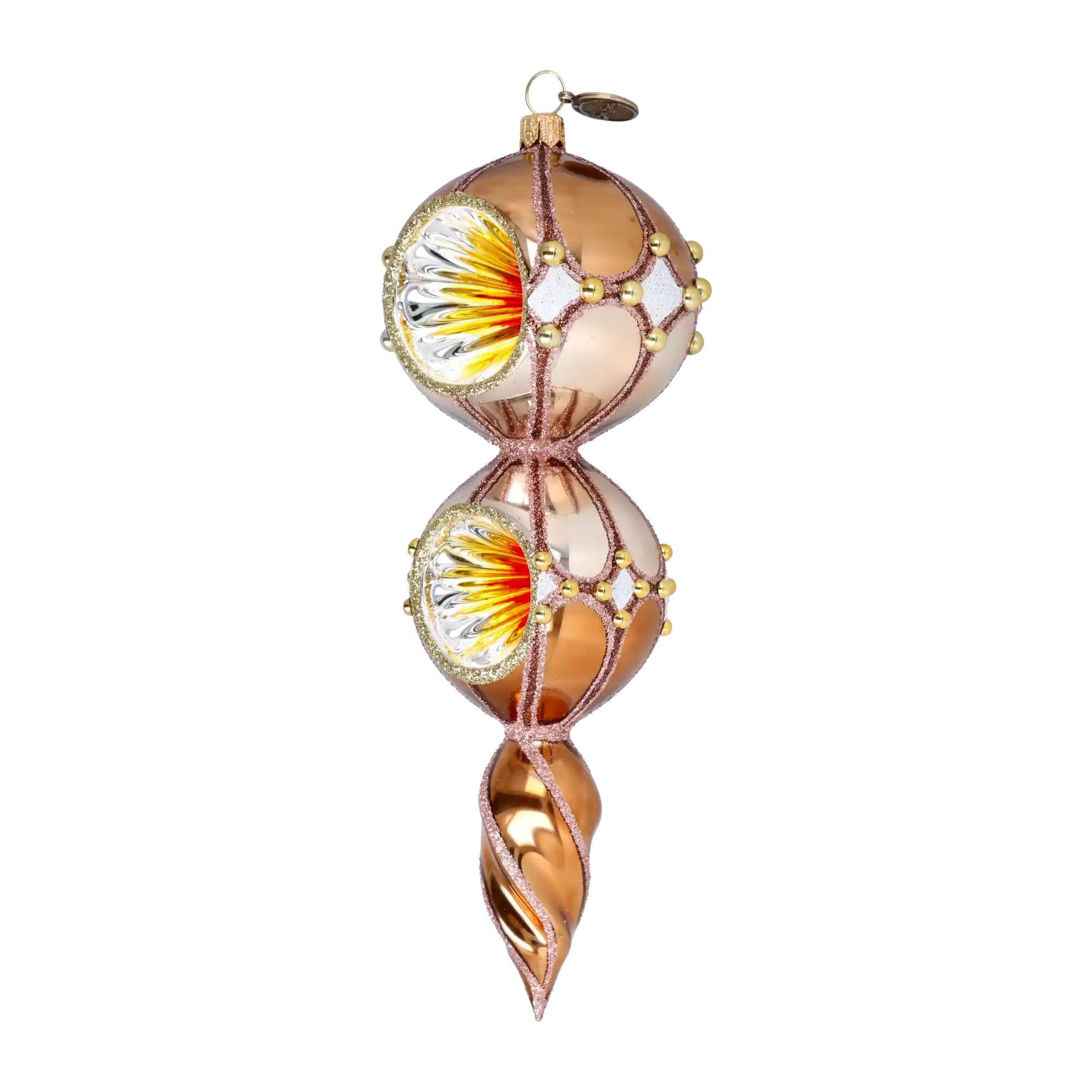 Golden Amber Handmade Glass Christmas ornament Retro Glass Reflector Ornament