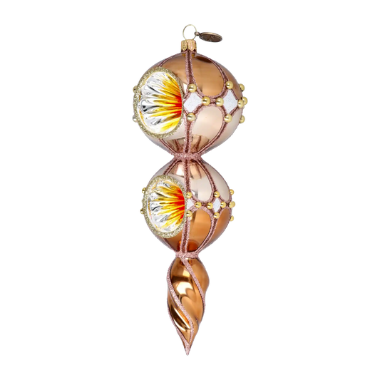 Golden Amber Handmade Glass Christmas ornament Retro Glass Reflector Ornament