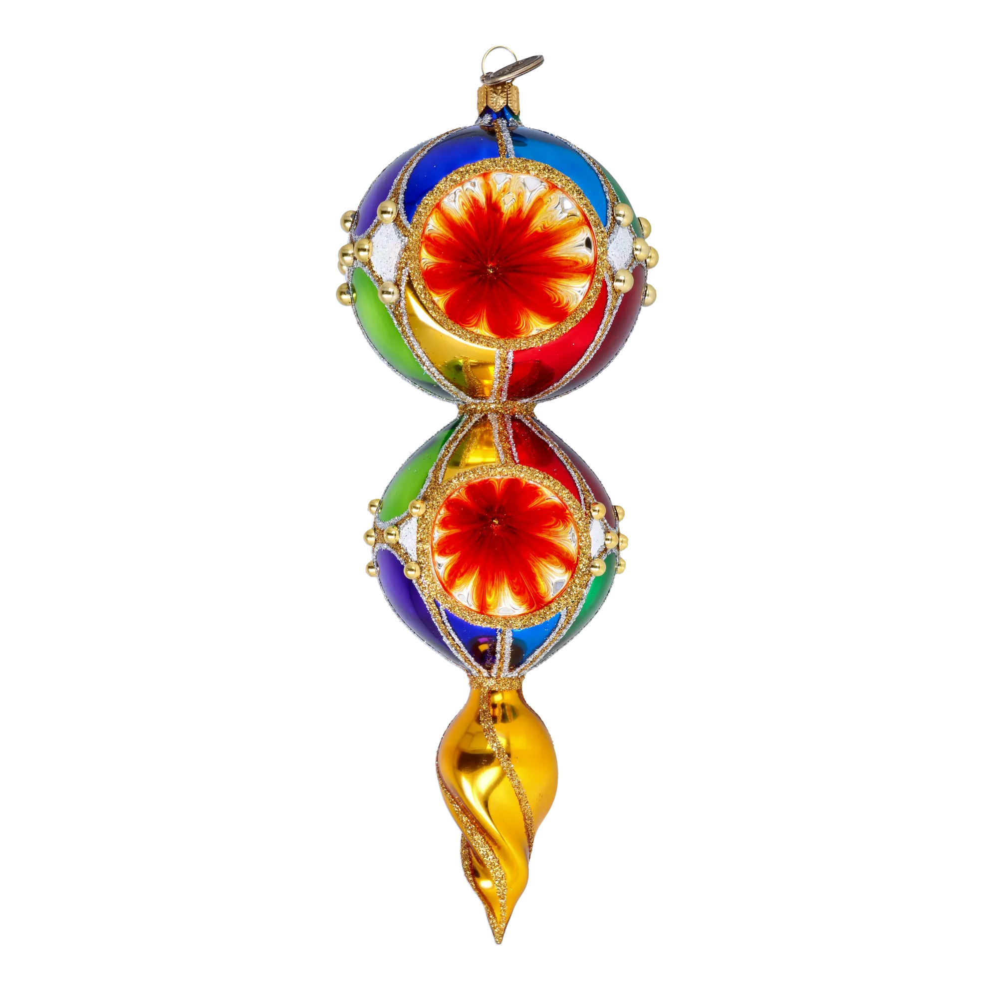 Harlequin Glow Handmade Glass Christmas ornament Retro Glass Reflector Ornament 2022-333