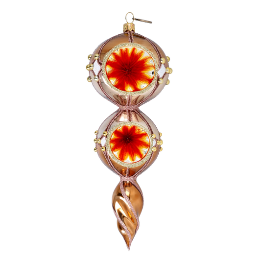 Golden Amber Handmade Glass Christmas ornament Retro Glass Reflector Ornament 2022-334