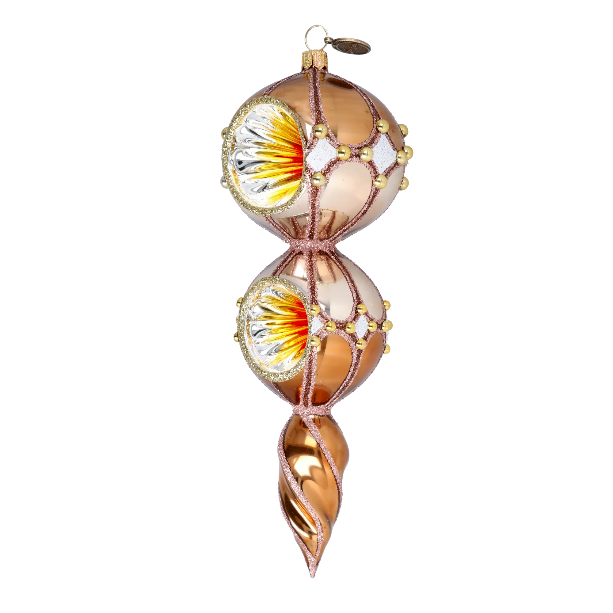 Golden Amber Handmade Glass Christmas ornament Retro Glass Reflector Ornament 2022-334