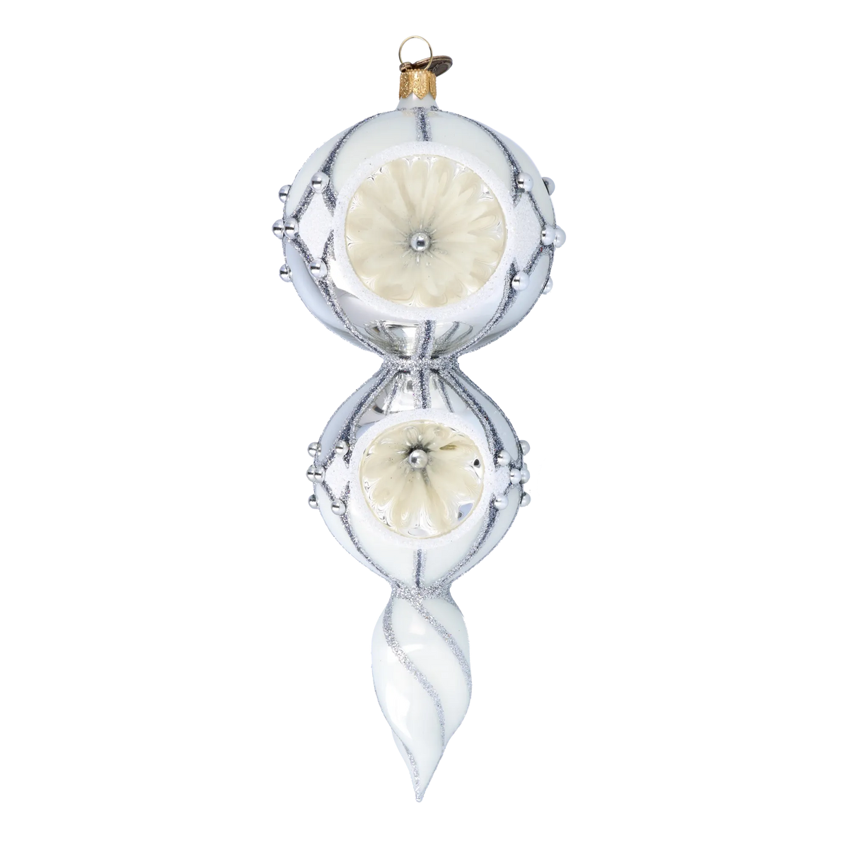 Silvered Stillness | Hand-Painted Glass Ornament | Blubom 2022-335