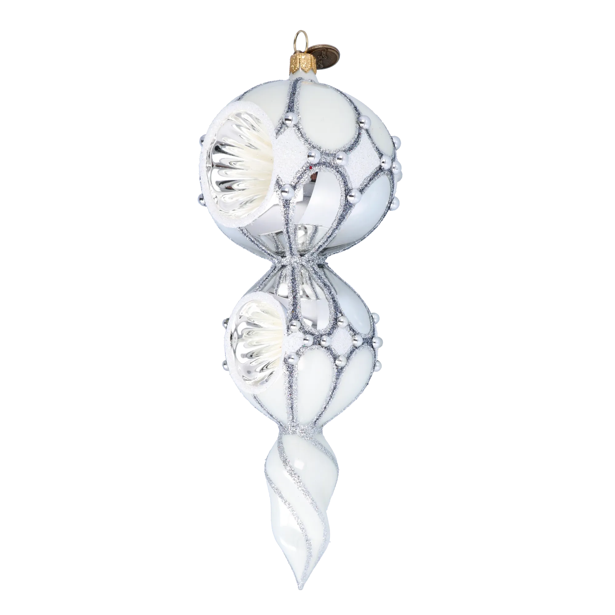 Silvered Stillness | Hand-Painted Glass Ornament | Blubom 2022-335