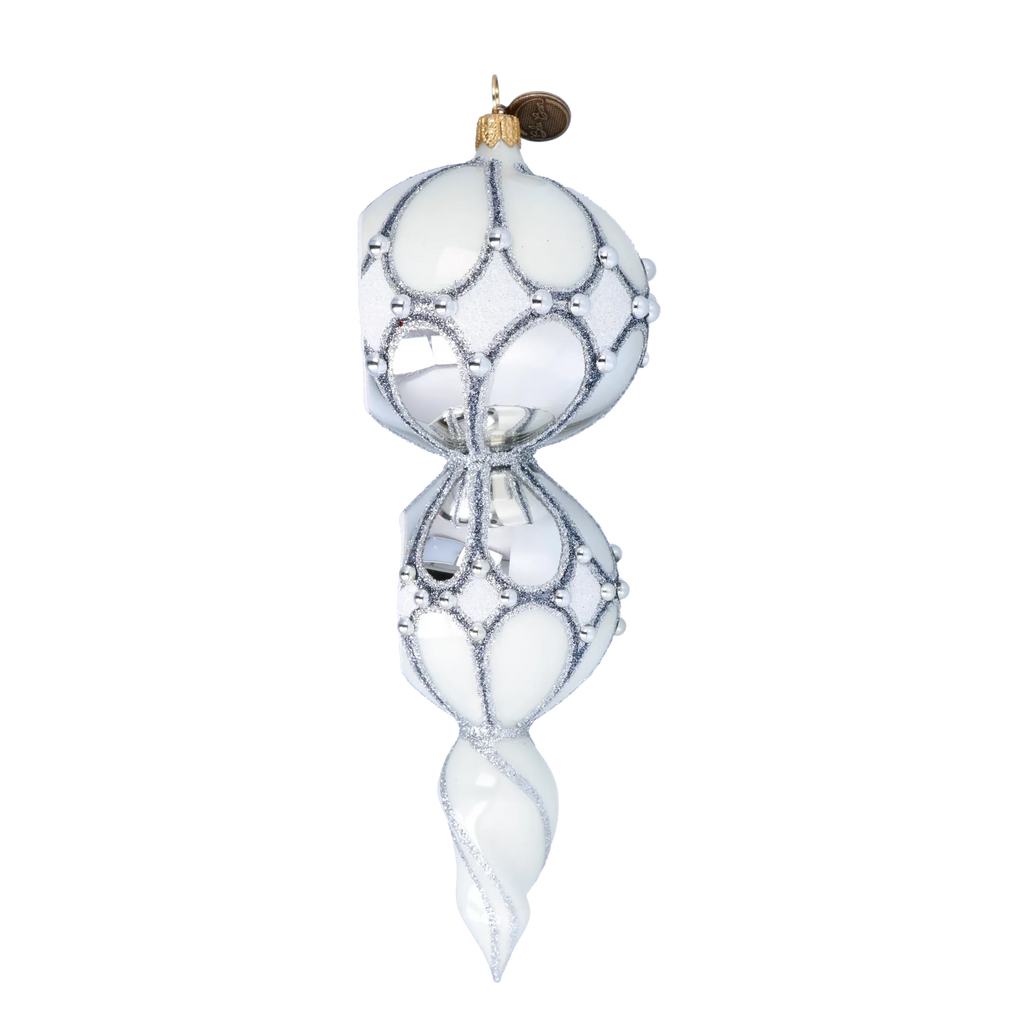 Silvered Stillness | Hand-Painted Glass Ornament | Blubom 2022-335