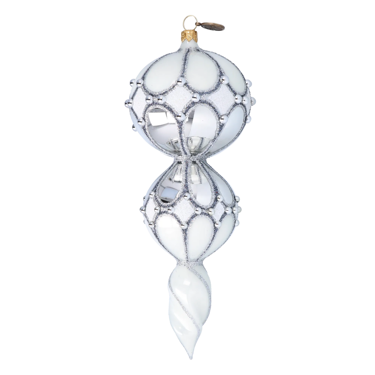 Silvered Stillness | Hand-Painted Glass Ornament | Blubom 2022-335