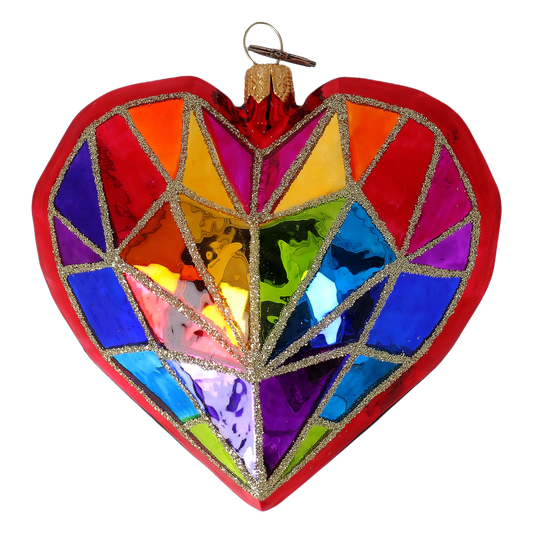 Stained Glass Mosaic Heart Premium christmas glass ornament 2022-347