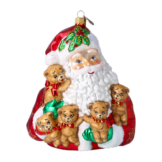 Christmas Teddy Bears Gathering Handmade Glass Christmas Ornaments Santa Claus