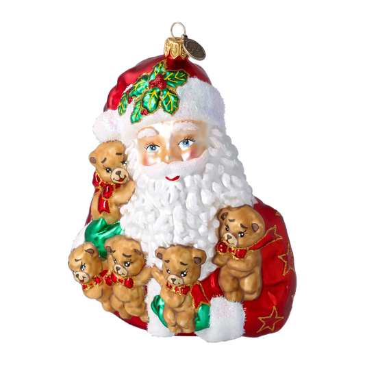 Christmas Teddy Bears Gathering Handmade Glass Christmas Ornaments Santa Claus