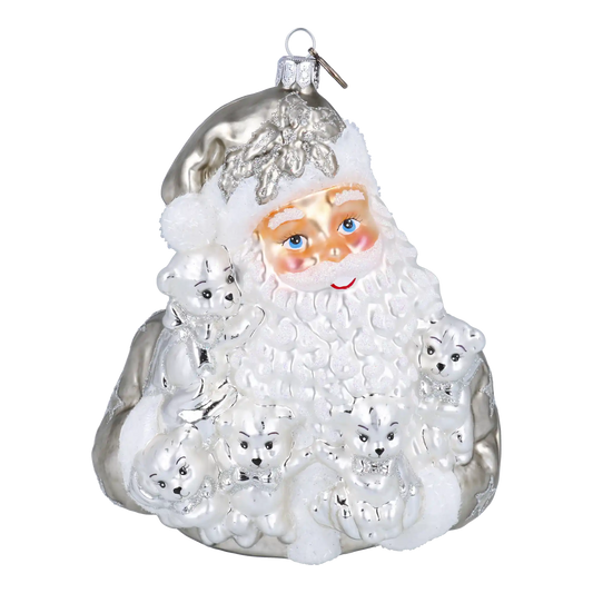 Teddy Bears Christmas Gathering Handmade Glass Christmas Ornaments Santa Claus (kopia)