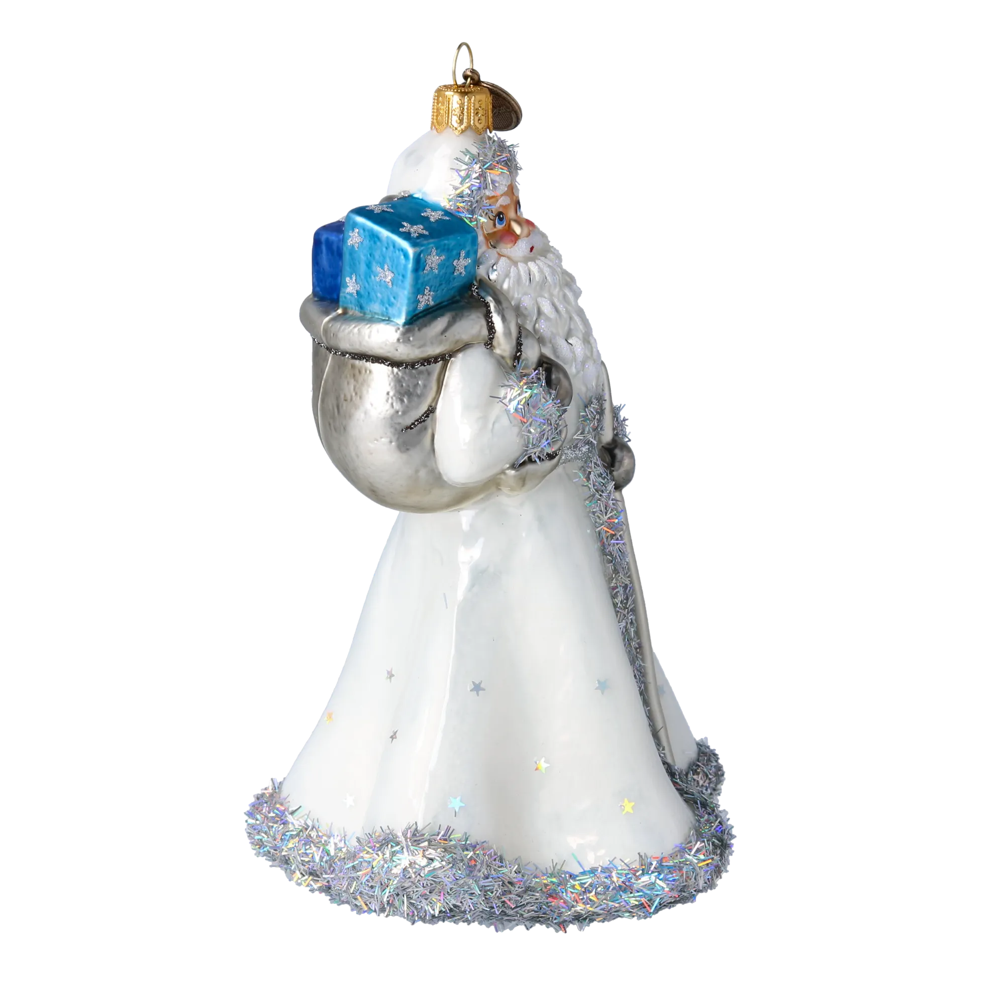 Silver Starlight Santa Claus Premium christmas glass ornament 2022-364