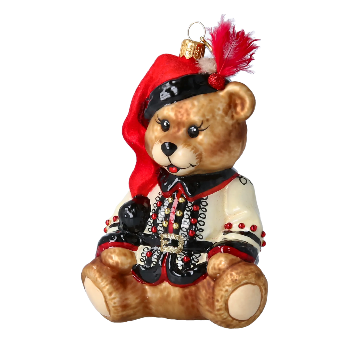Gallant Crimson Plume | Hand-Painted Glass Ornament | Blubom 2022-371