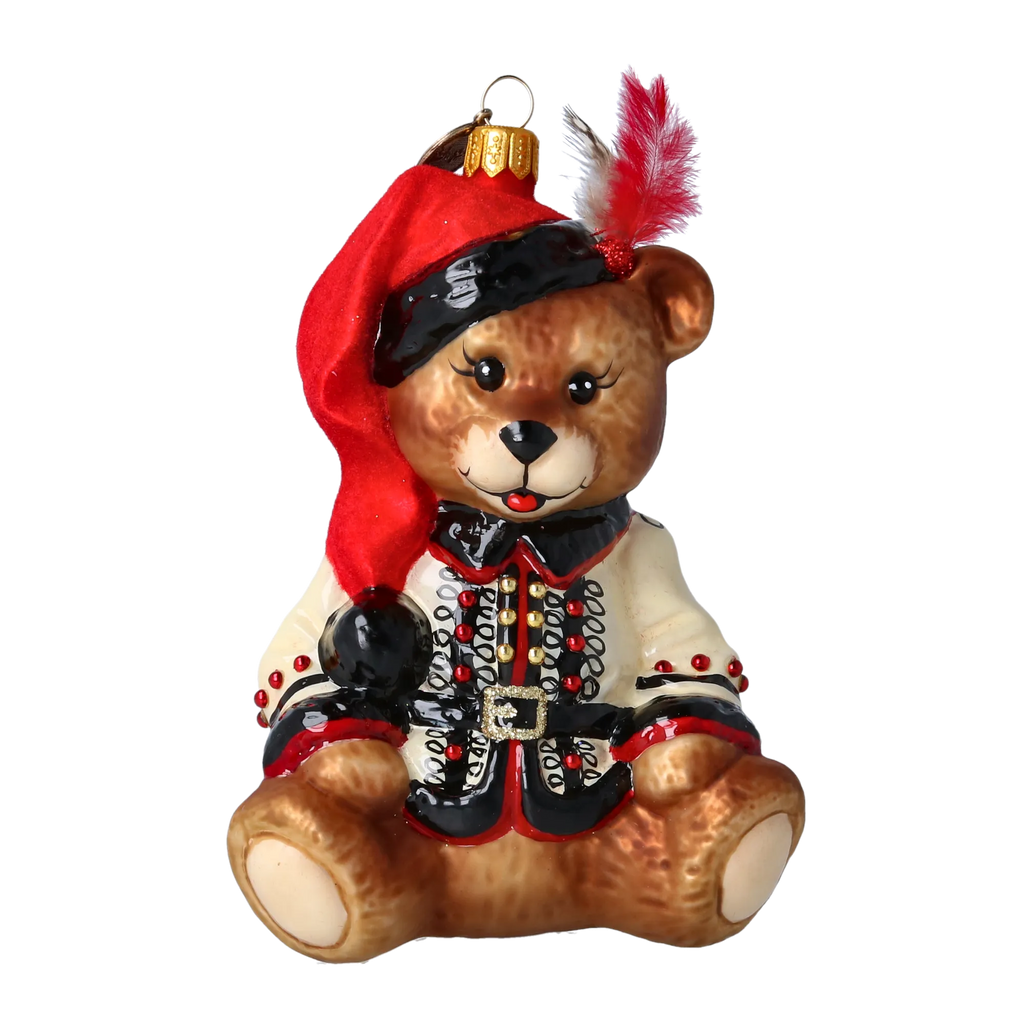Gallant Crimson Plume | Hand-Painted Glass Ornament | Blubom 2022-371