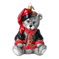 Load image into Gallery viewer, Festive Teddy Bear Handmade Glass Christmas ornament.
