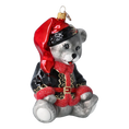 Load image into Gallery viewer, Festive Teddy Bear Handmade Glass Christmas ornament.
