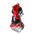 Load image into Gallery viewer, Festive Teddy Bear Handmade Glass Christmas ornament.
