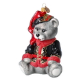 Load image into Gallery viewer, Festive Teddy Bear Handmade Glass Christmas ornament.
