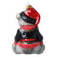Load image into Gallery viewer, Festive Teddy Bear Handmade Glass Christmas ornament.

