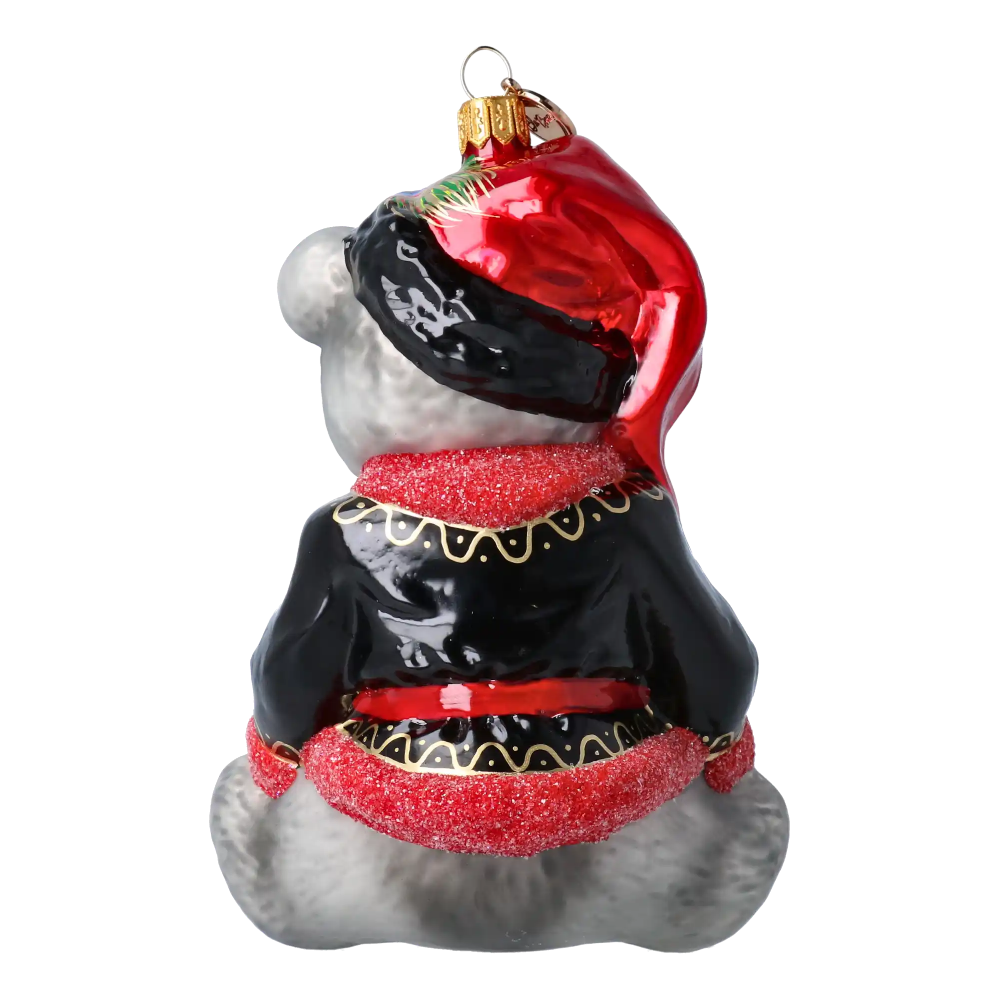 Festive Teddy Bear Handmade Glass Christmas ornament.