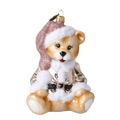 Demure Bear in Blush | Hand-Painted Glass Ornament | Blubom 2022-375