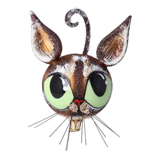 Festive Feline Cat Glass Decoration. Handmade Glass Christmas ornament
