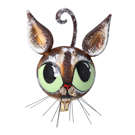 Festive Feline Cat Glass Decoration. Handmade Glass Christmas ornament 2022-385